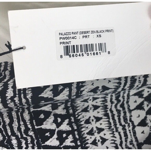Bishop + Young Size XS Palazzo Pants Black White Desert Zen Wide Leg 0 2 NEW NWT - Picture 7 of 8